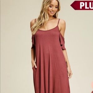 Plus size cold shoulder dress